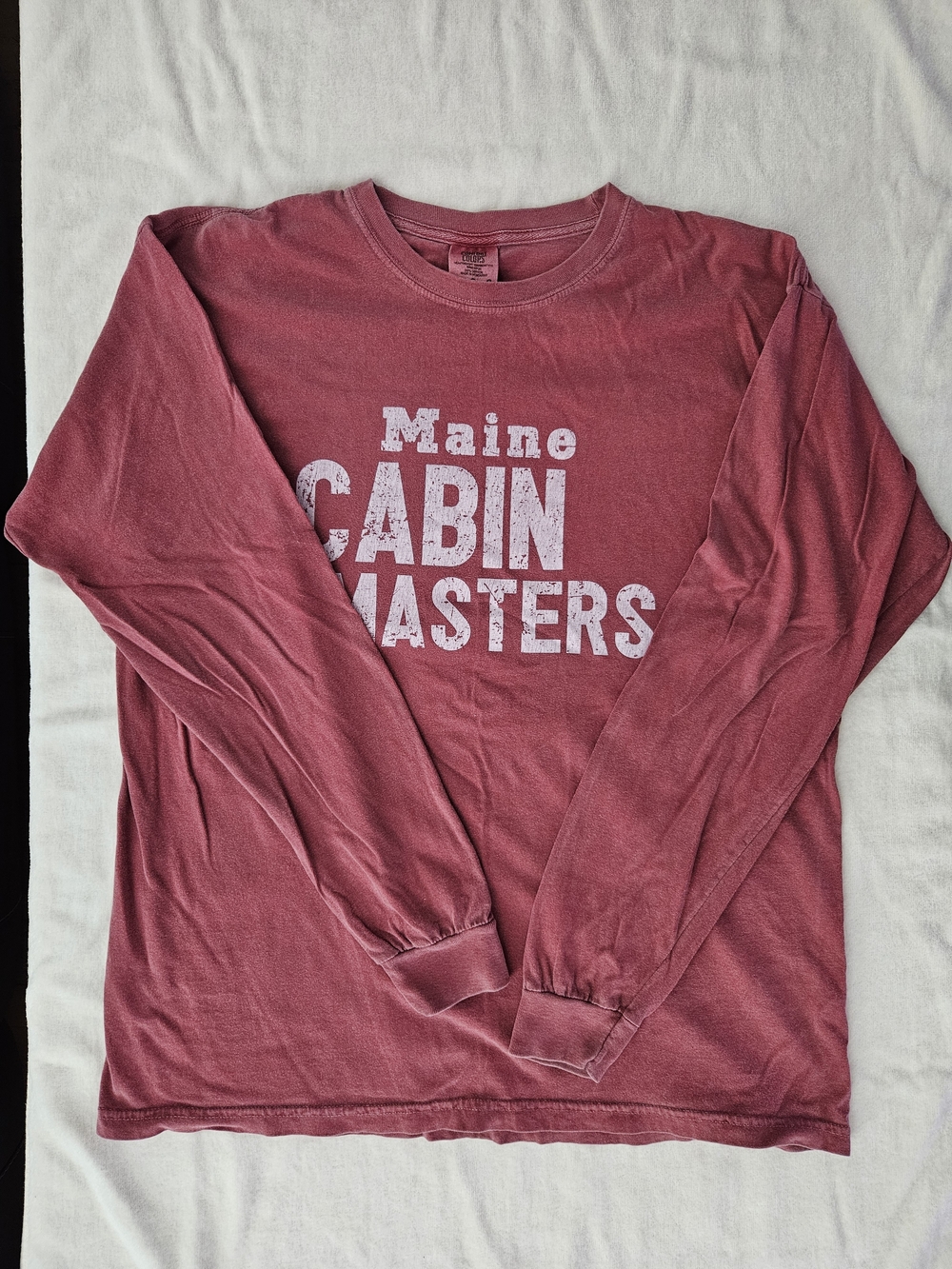 Comfort Colors Maine Cabin Masters Graphic Long Sleeve Tee Crimson Red Large L